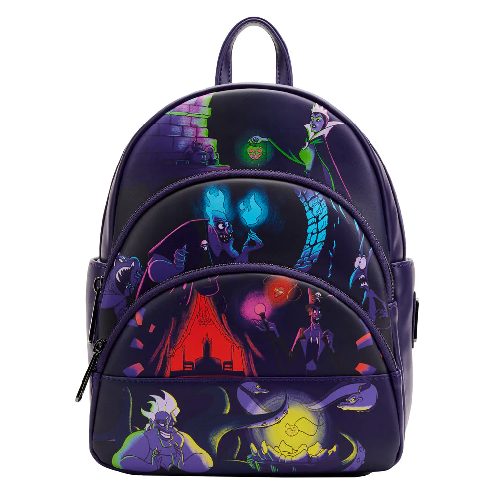 Loungefly Disney Villains Triple Pocket Glow in The Dark Mini Backpack