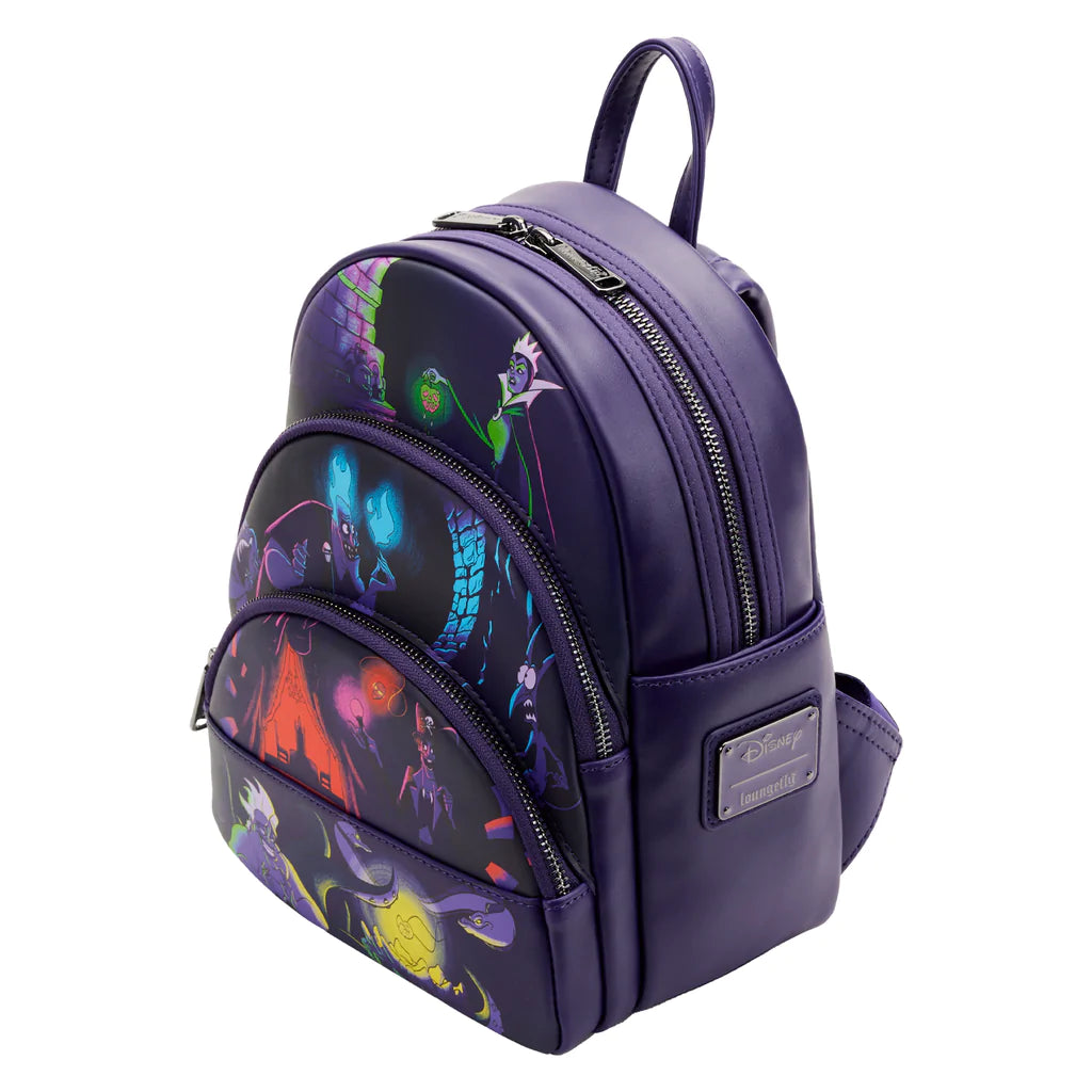 Loungefly Disney Villains Triple Pocket Glow in The Dark Mini Backpack