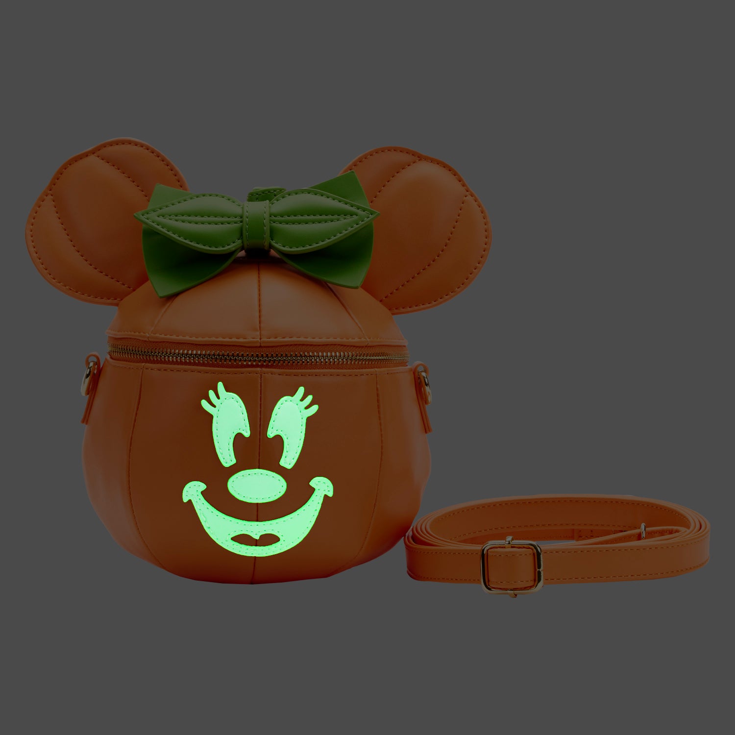 Loungefly Disney Glow Face Pumpkin Minnie Figural Crossbody Bag